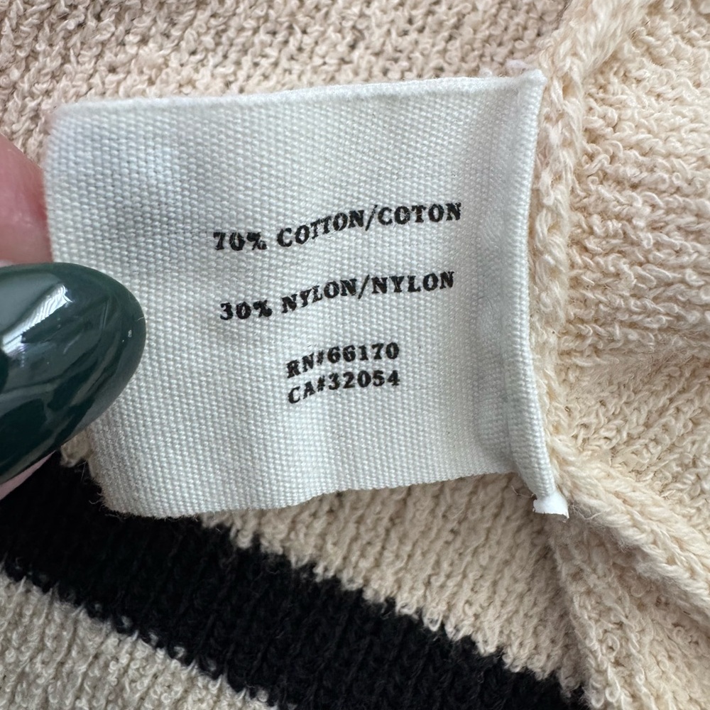 Anthropologie Sparrow Cardigan Women S Drape Front Waterfall Cream Black Stripe - Picture 3 of 7
